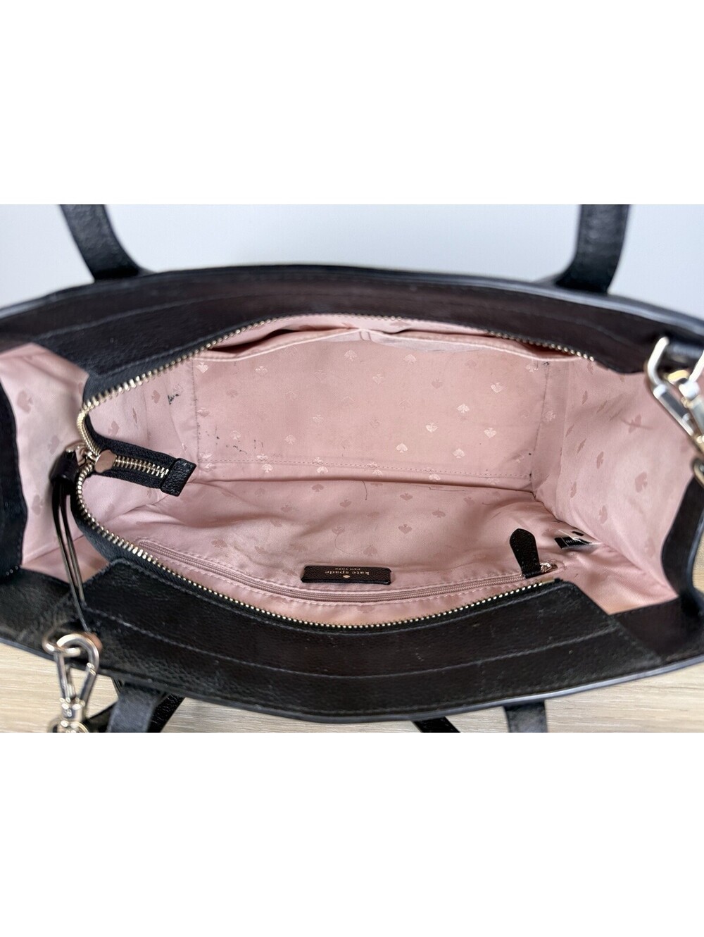 Kate Spade New York Women Medium Black Pebbled Leather Rowe Top Zip Satchel Bag - Picture 6 of 9